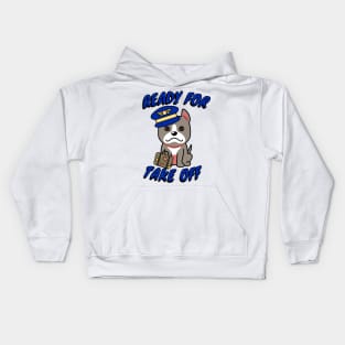 Cute grey dog is a pilot Kids Hoodie